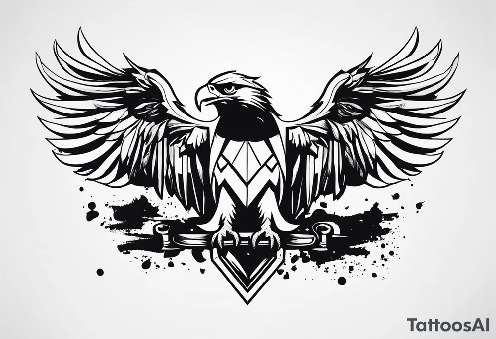 eagle trash polka tattoo idea