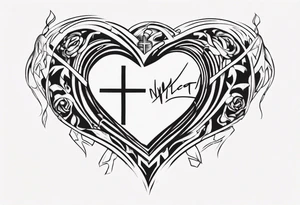 Name Christian Peterson inside a heart with minimalist urban design tattoo idea