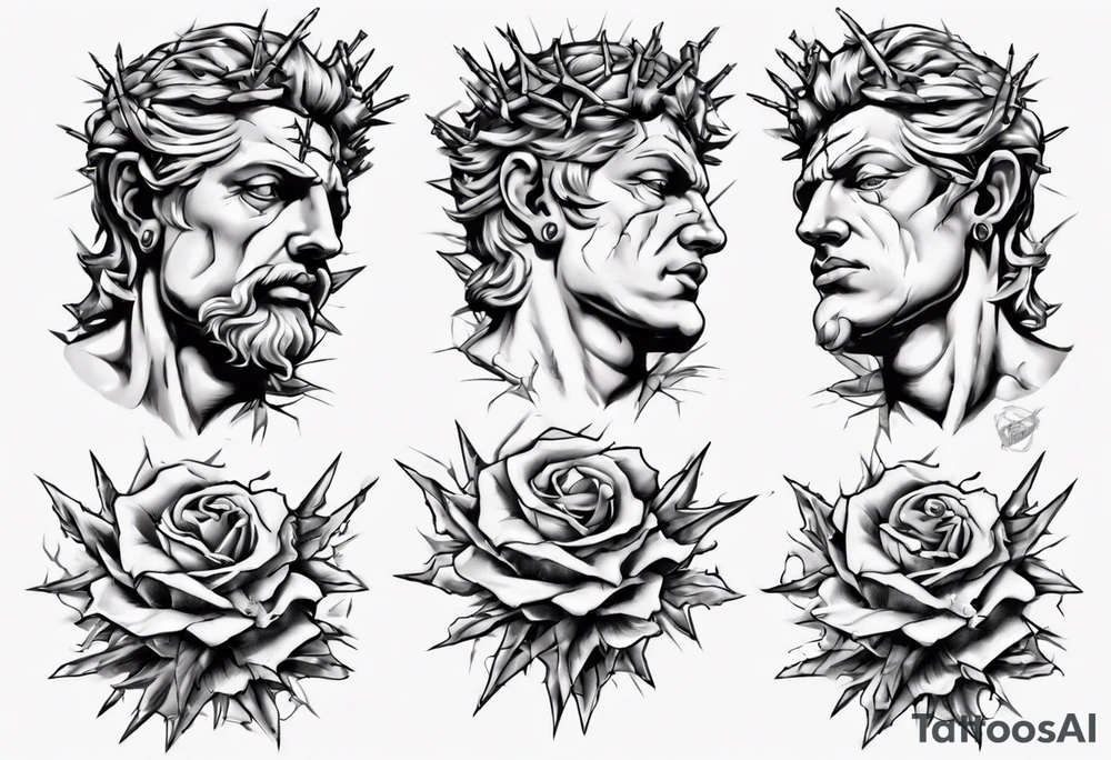 Bust of David with thorns tattoo idea