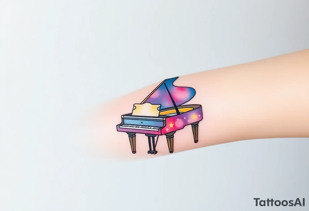 Grand piano under stars tattoo idea