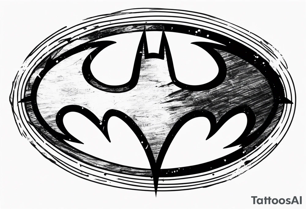 batman symbol grunge tattoo idea
