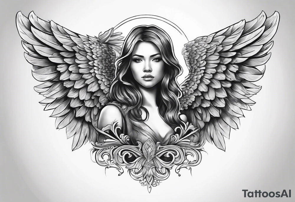 The word Glenn with angel Wings at the side tattoo idea
