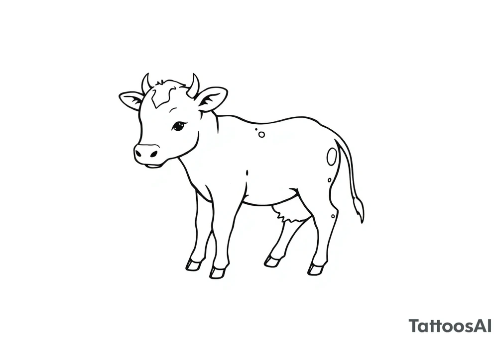 cute black and white baby cow tattoo idea