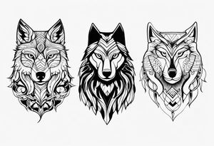 A Wolf as a father, an owl as the son and a lioness as the daughter. tattoo idea