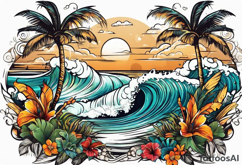 SURFING SAFARI BEACH PARTY tattoo idea