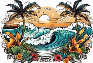 SURFING SAFARI BEACH PARTY tattoo idea