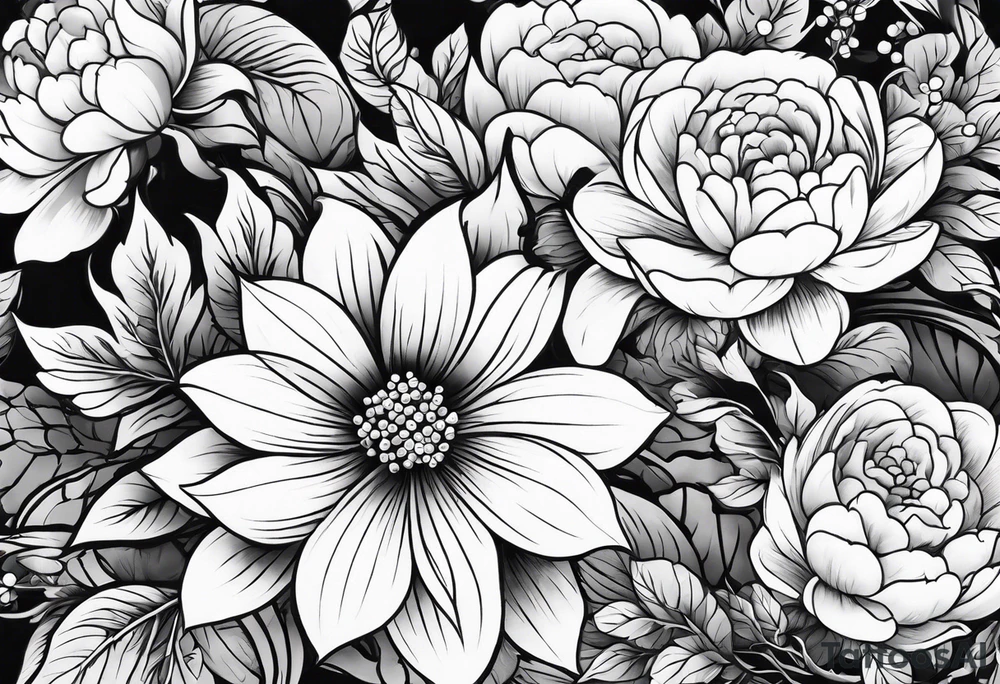 traditional Japanese flowers sleeve tattoo idea