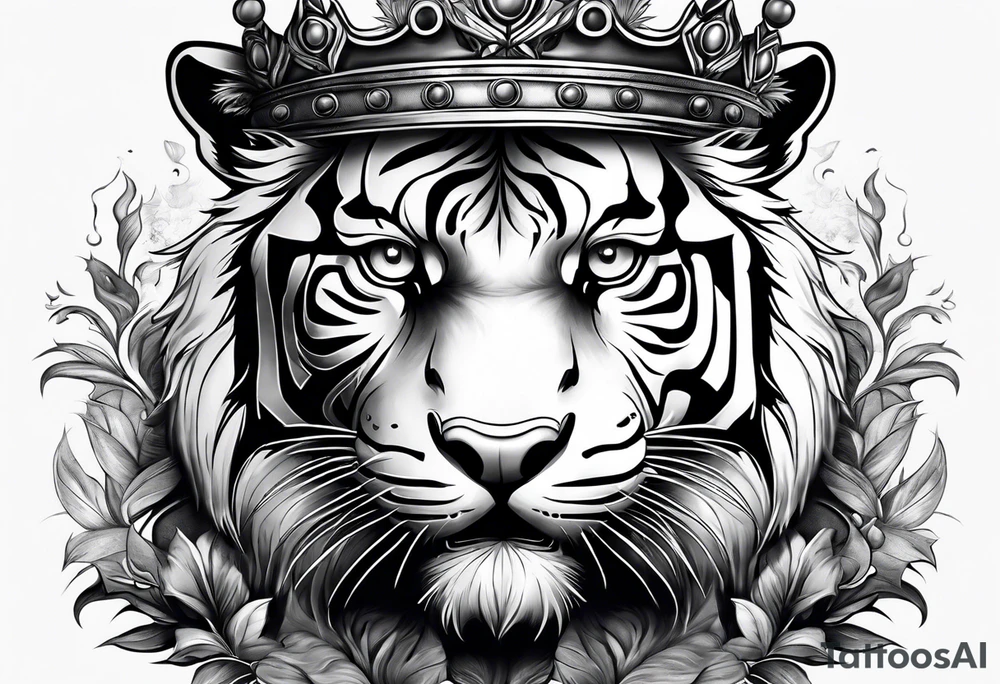 A tiger with crown and smoke tattoo idea