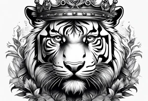 A tiger with crown and smoke tattoo idea