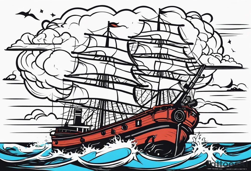 Man trunkg ships wheel in a storm. Full calf tattoo tattoo idea Man trunkg ships wheel in a storm. Full calf tattoo tattoo idea