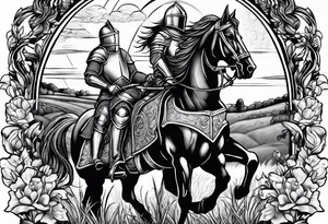 a knight living on a farm with horses tattoo idea