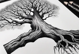 Dead tree arm sleeve tattoo idea