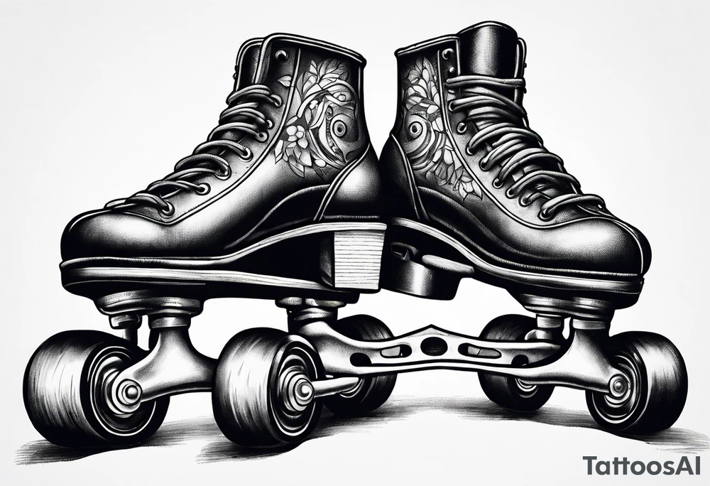 Pair of old school rollerskates tattoo idea