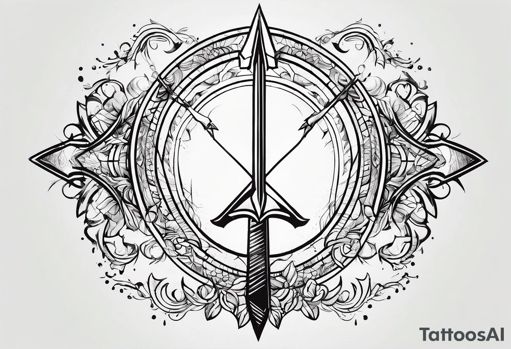 an arrow with only one drip of blood on the tip of it simple line art tattoo idea