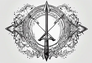 an arrow with only one drip of blood on the tip of it simple line art tattoo idea