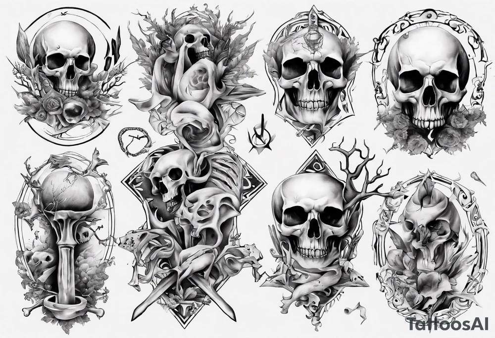 wicth with bones arround tattoo idea