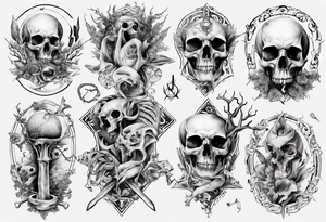 wicth with bones arround tattoo idea