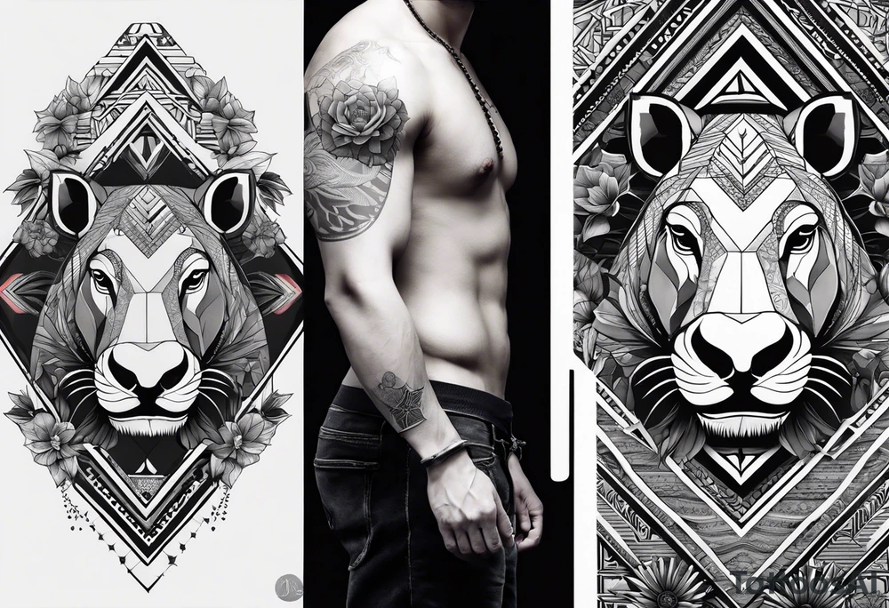 Very asymmetrical, +geometric pattern, with realistic full moon, with hippo at side look, +tribal, +geometric, +inkart , +blackwork, +grey scale, + sketch
with wintersweet flower bud, +inkart touch, +for men, detailed , combined favourite tattoo idea