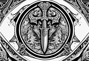 Valhalla sword shield axe armour tattoo idea