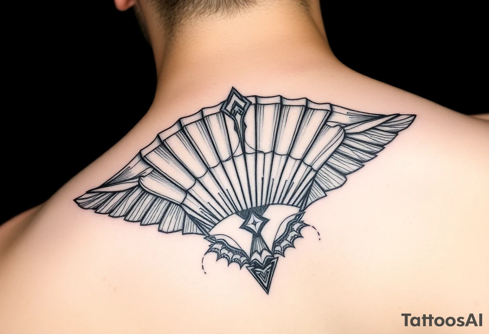 Fine line fan tattoo idea