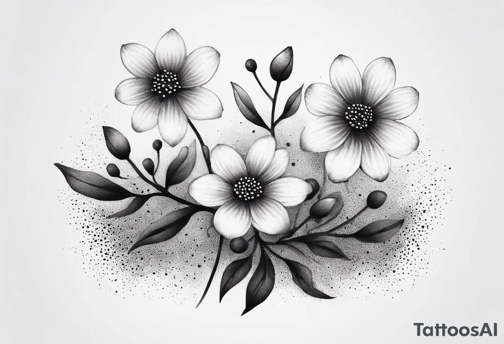 Small flowers with stems tattoo idea