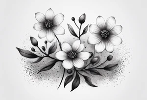 Small flowers with stems tattoo idea