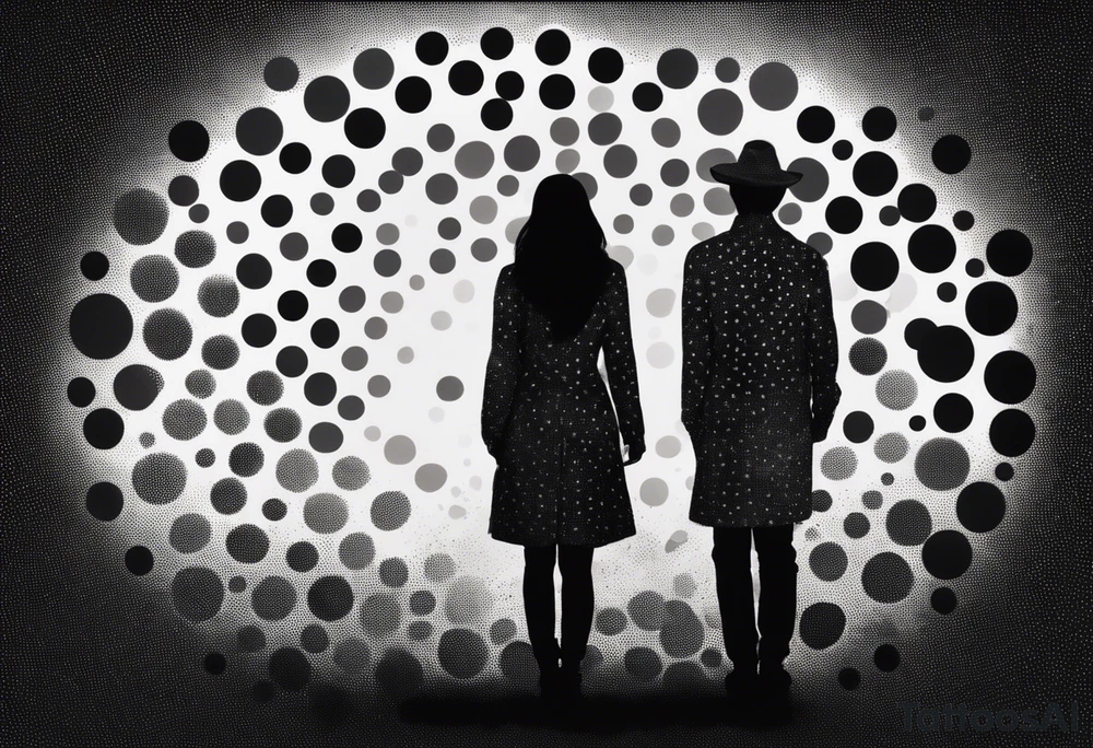 2 Black shadows of people standing over 2 black shadows of people tattoo idea