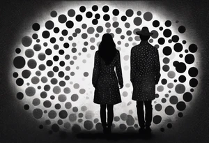 2 Black shadows of people standing over 2 black shadows of people tattoo idea