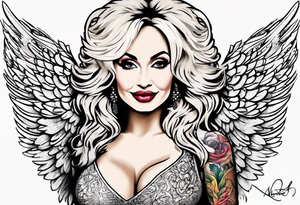 Dolly Parton with angel wings tattoo idea