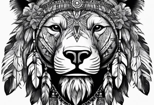 Native american medicine man in bear skin tattoo idea