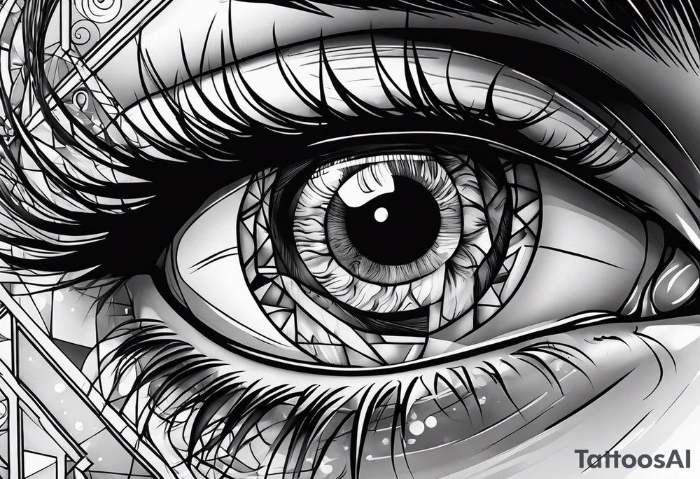 Eye ball up close with dead people in the reflection tattoo idea