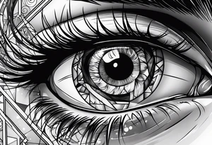 Eye ball up close with dead people in the reflection tattoo idea