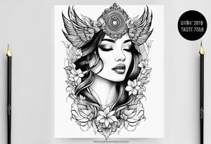 Feminine throat tattoo idea