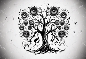 music speaker note tree tattoo idea