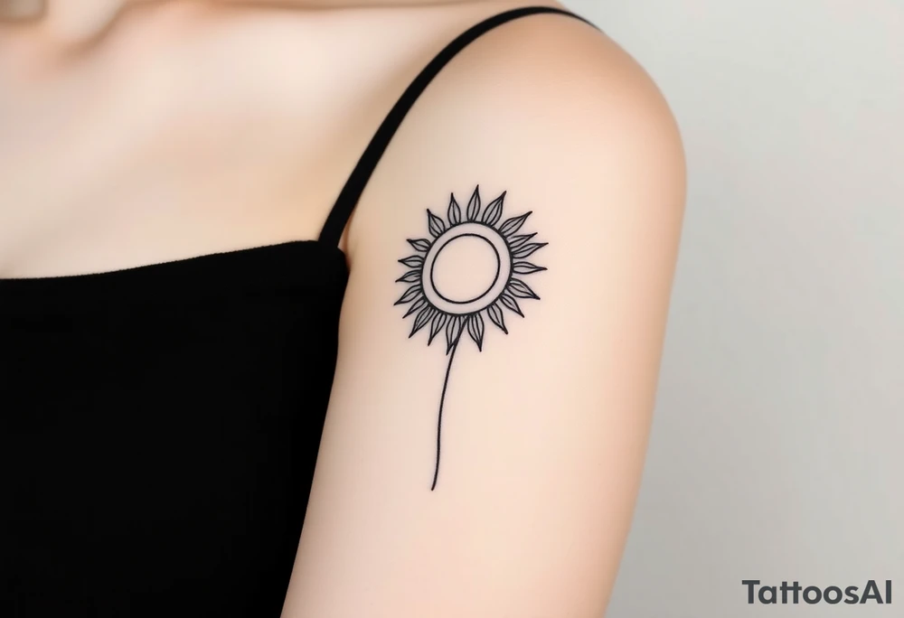 Mystical sun with long leaning stem like a sunflower tattoo idea Mystical sun with long leaning stem like a sunflower tattoo idea