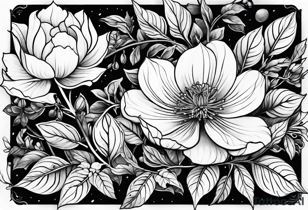 neo traditional foliage tattoo idea