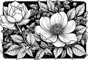 neo traditional foliage tattoo idea