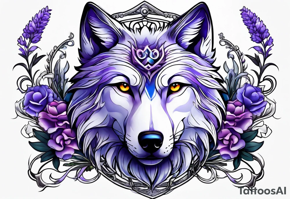 lavander and wolf tattoo idea