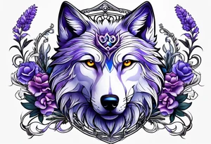 lavander and wolf tattoo idea