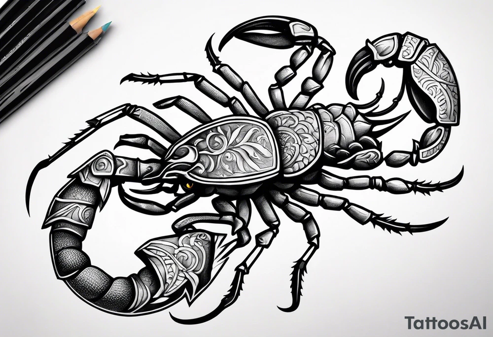 Scorpion with zodiac sign tattoo idea
