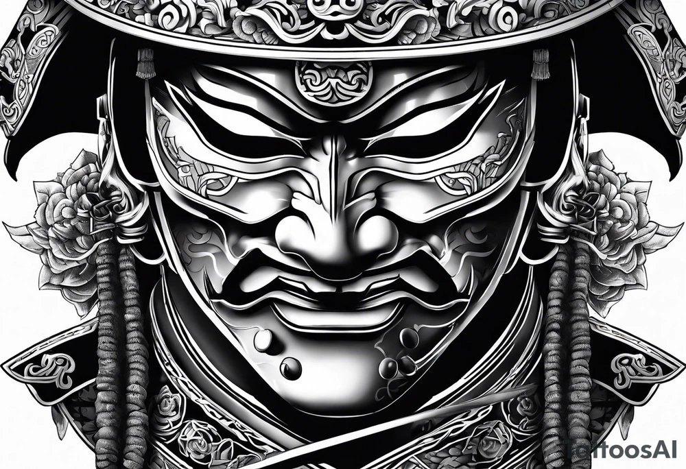 Japenese henya mask samurai tattoo idea