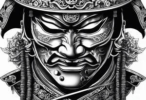 Japenese henya mask samurai tattoo idea
