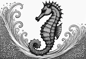 Seahorse made with drag pointillism tattoo idea