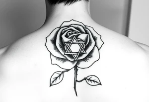 Rose tattoo with illuminati symbol inside of it tattoo idea