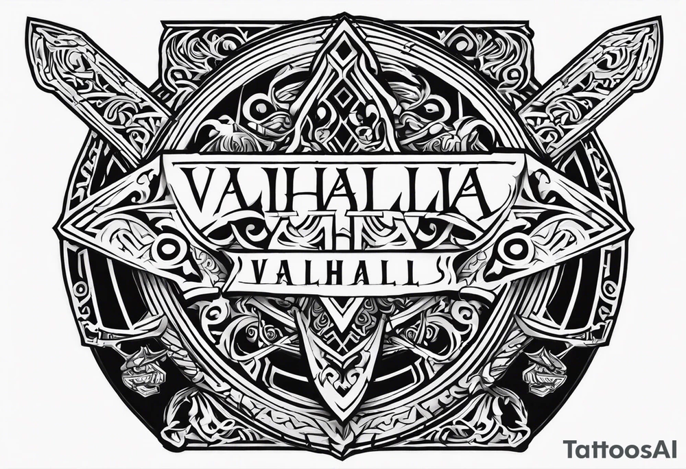 Valhalla viking 
Sword shield tattoo idea