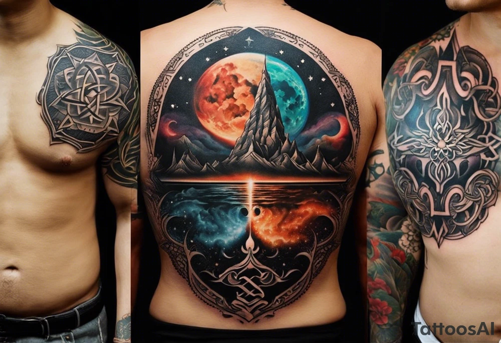 Duality tattoos represent the concept of opposing forces or aspects existing within oneself or in the world. They symbolize the interconnectedness of light and darkness, good and evil, or masculine and feminine energies. Duality tattoos can also signify balance and harmony, as finding equilibrium between contrasting elements is essential for personal growth. Additionally, they may illustrate the idea of choice and the constant decision-making process in life. Suitable placements for duality tattoos include the forearm tattoo idea