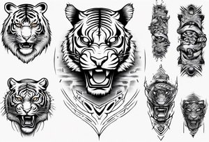 Electricity Tiger forearm  sleeve tattoo idea