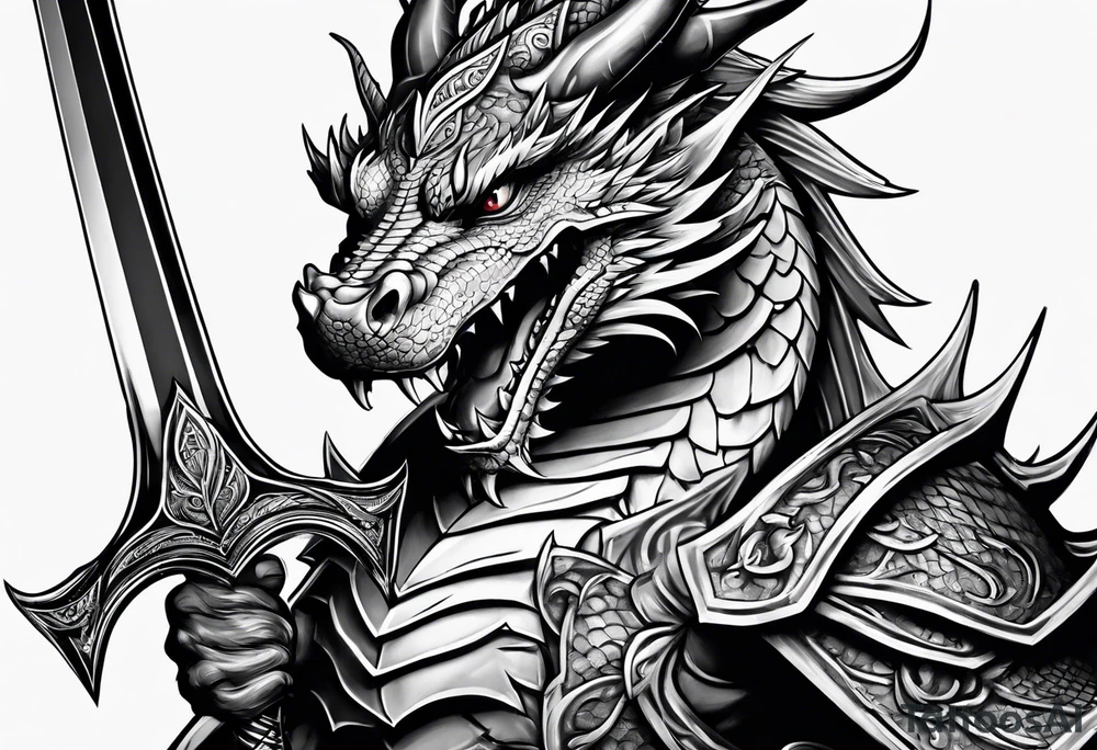 dragon with a sword tattoo idea