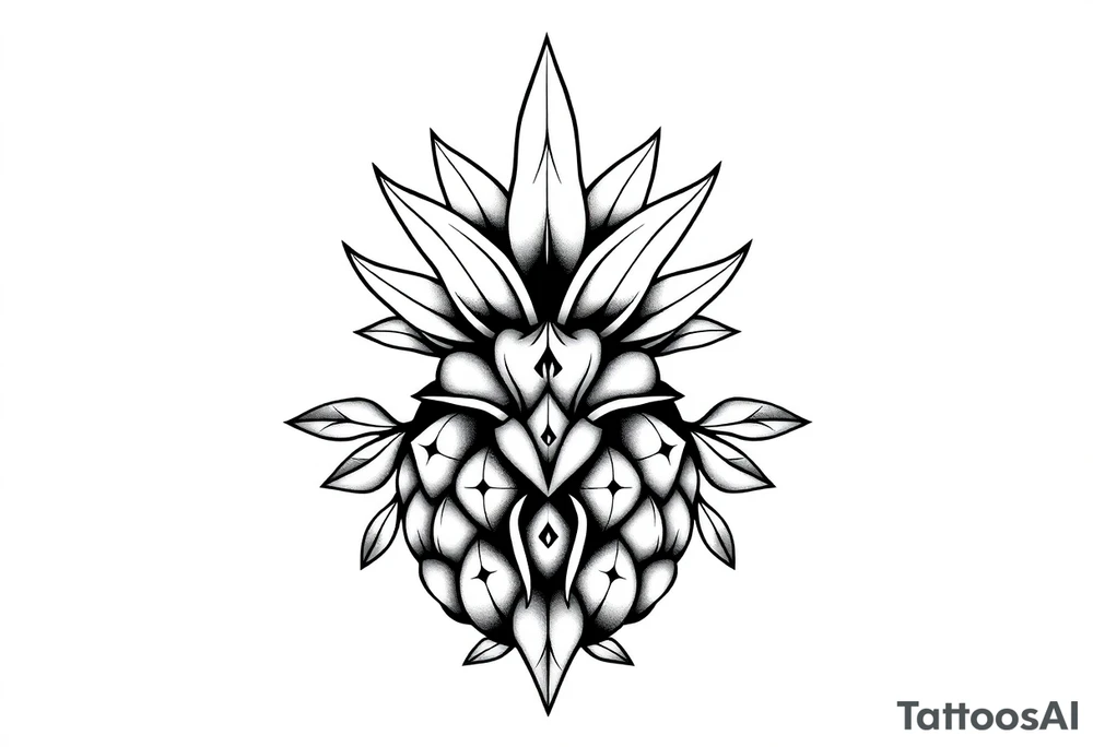 Crown pineapple vagina anus tattoo idea