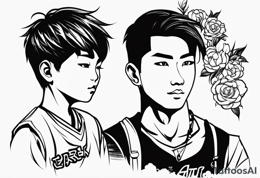 We have 2 boys, one named Parker and the other named Paxtyn. They are both energetic and active. Father is Filipino and mother is Korean. Please create a tattoo using the letters of their name using the English alphabet or Korean characters tattoo idea